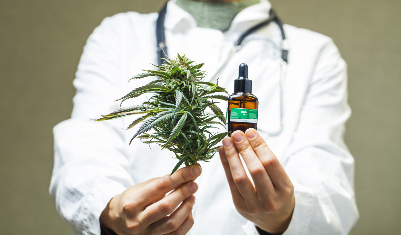 Doctor holding medical marijuana