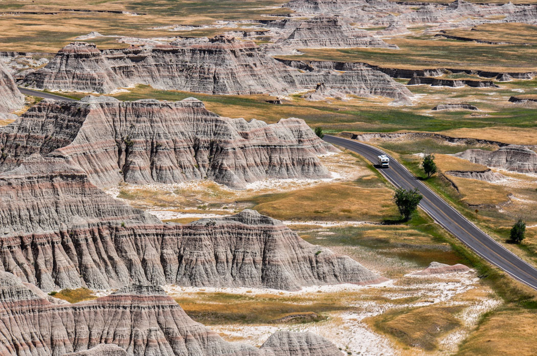 Driving in the Badlands of South Dakota with a bonded title