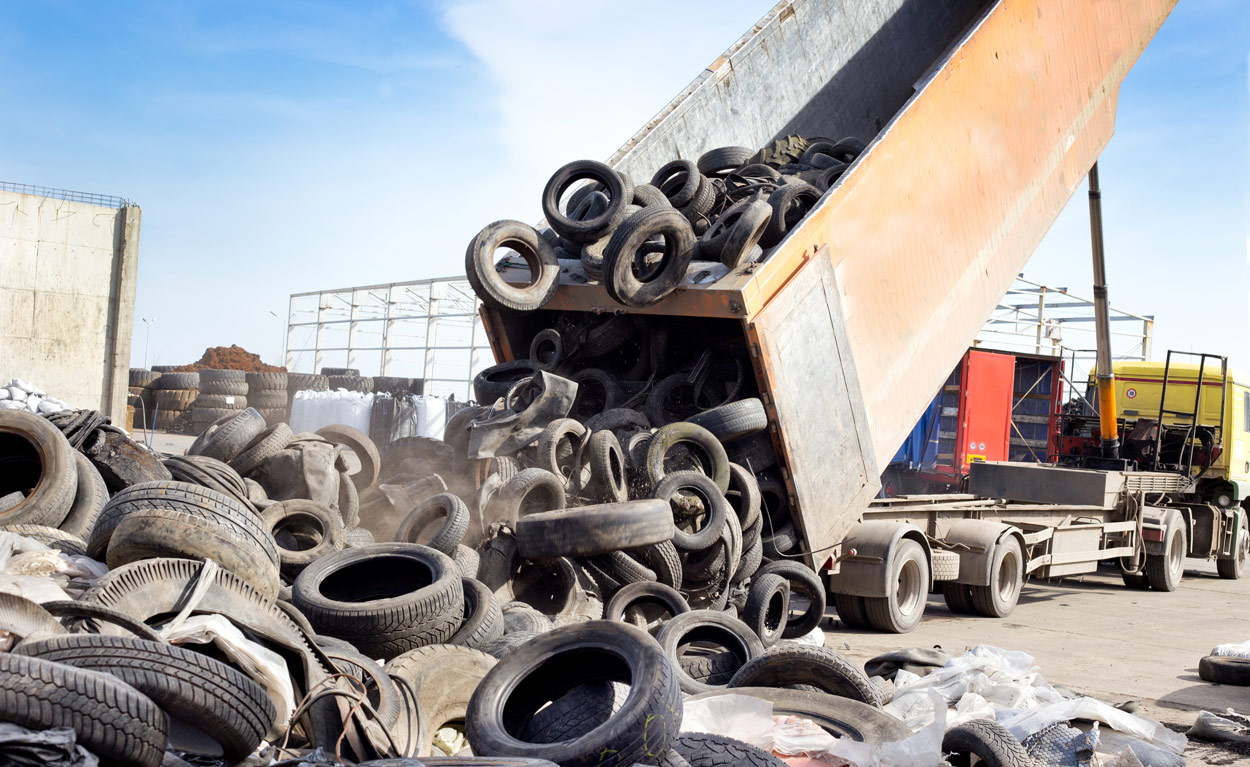 Waste tire recycling location that requires a hauler bond
