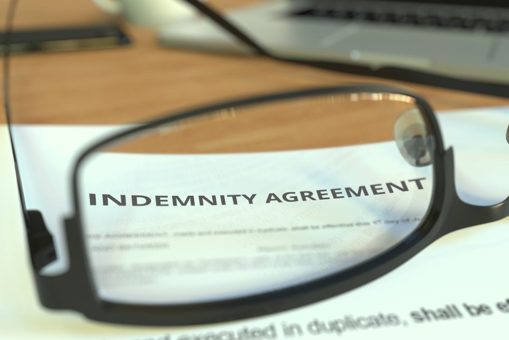 Indemnity bond agreement sitting on someone’s desk