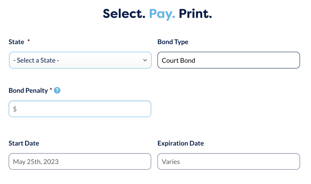 Court bond sample form