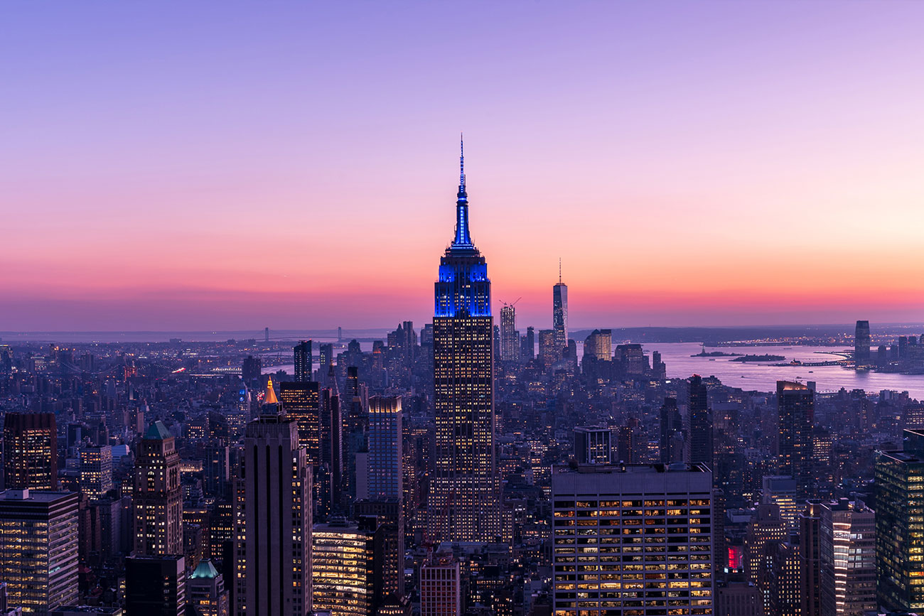 New York skyline at dusk