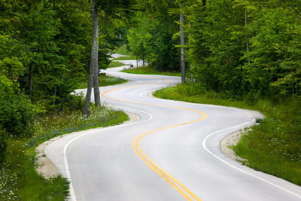 Driving a country road in Wisconsin