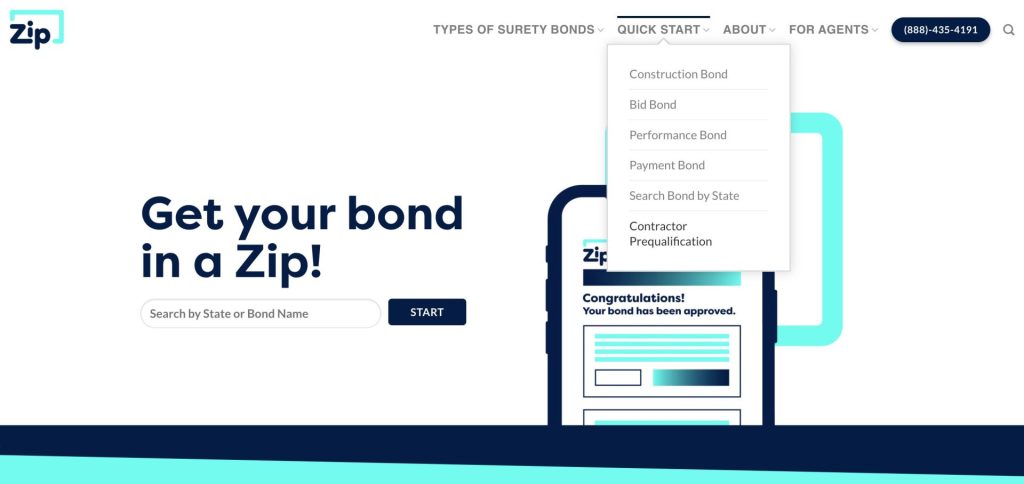 Contractor Prequalification navigation on ZipBonds.com